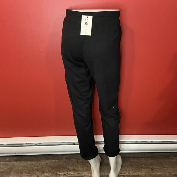CABLE & GAUGE Women's Black Ripped Ankle Drawstring Sweatpants -Size Small - NWT - Picture 3 of 4